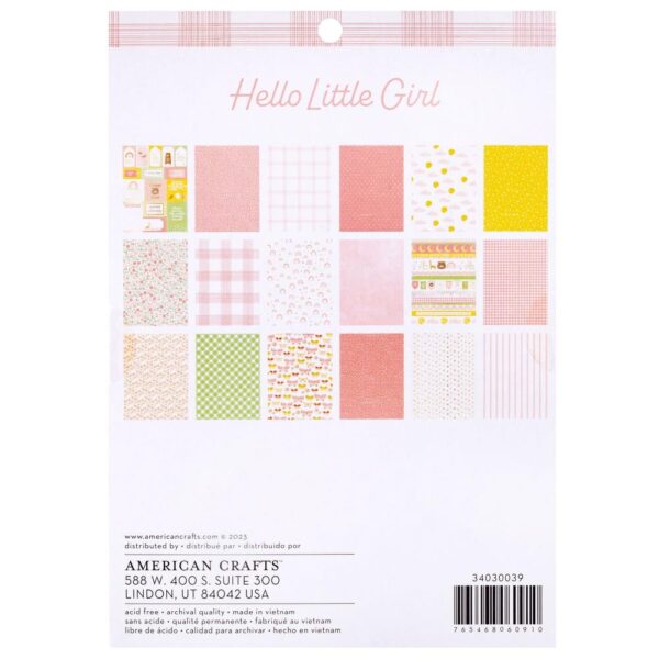 American Crafts Single-Sided Paper Pad - Hello Little Girl - Image 2