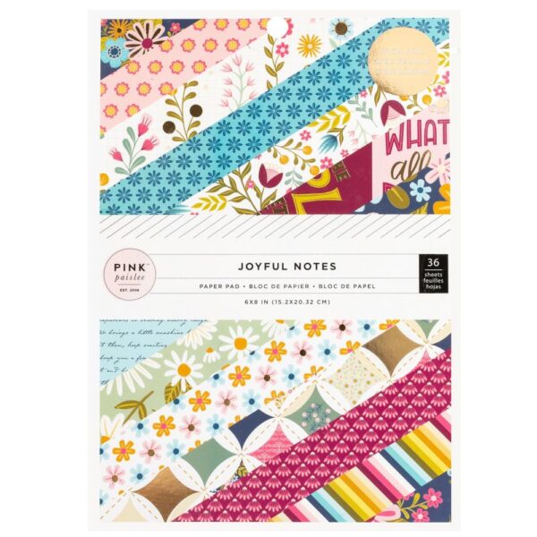 Pink Paislee Double-Sided Paper Pad - Joyful Notes