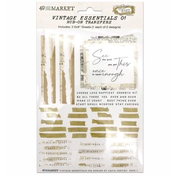49 and Market Essential Rub-Ons 6"X8" -- Vintage Essentials 01