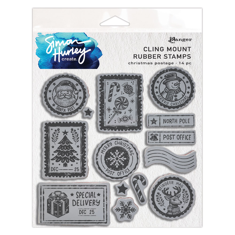 Simon Hurley create.  Cling Mount Rubber Stamp - Christmas Postage