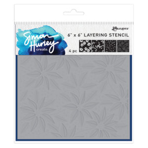 Simon Hurley create. Layering Stencil - Festive Poinsettias, 4pcs