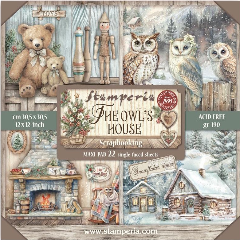 Stamperia Single-Sided Paper Pad 12"x12" -- The Owl's House