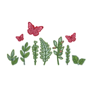 Sizzix Clear Stamps Set 12PK w/26PK Framelits Die - Greenery Layers #1 by Vicki Boutin