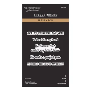 Classic Mouse Love Sentiments Press + Foil Plate & Die Set