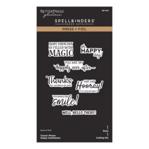 Classic Mouse Happy Sentiments Press + Foil Plate & Die Set