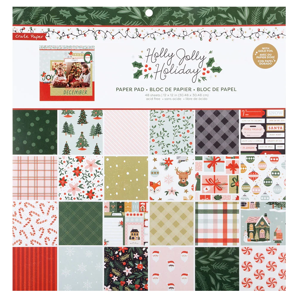 Crate Paper 12 x 12 Paper Pad -- Holly Jolly Holiday