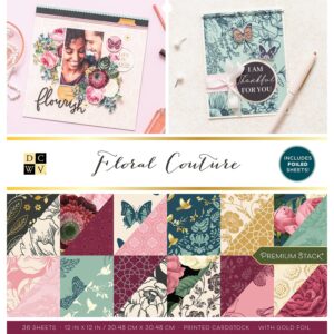 DCWV Double-Sided 12×12″ Cardstock Stack – Floral Couture