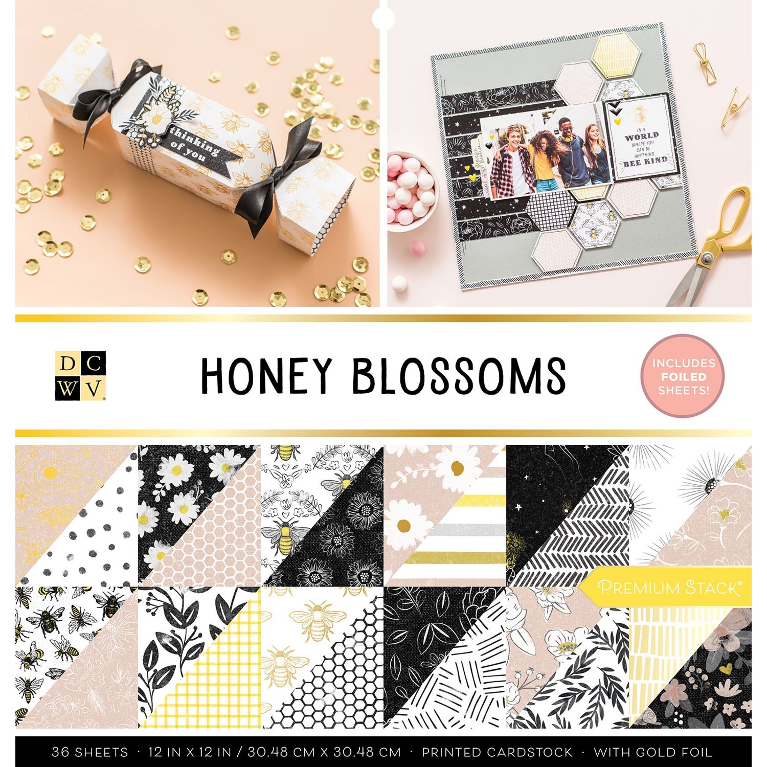 DCWV Double-Sided 12×12″ Cardstock Stack – Honey Blossoms