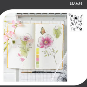 Sizzix Studio Clear Stamp Set 10PK - Cosmo and Butterflies by Willow Wolfe