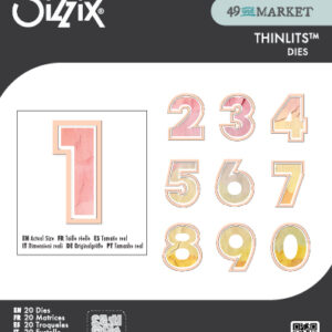 Sizzix Thinlits Die Set 20PK  This or That 2 inch Numbers by 49 and Market