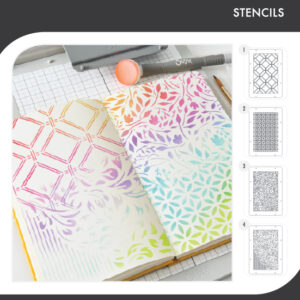 Sizzix Studio Layered Stencils 4PK - Backgrounds by Willow Wolfe