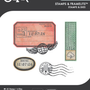 Sizzix Clear Stamps Set 62PK w/4PK Framelits Dies - Globetrotter’s Mark by 49 & Market