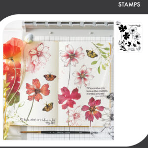 Sizzix Studio 5x8 Clear Stamp Set 11PK - Wild Blooms by Willow Wolfe