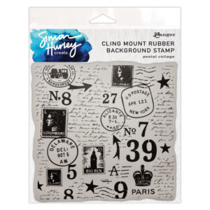Simon Hurley create.  Cling Mount Rubber Background Stamp - Postal Collage