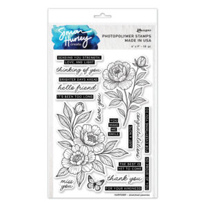 Simon Hurley create. Clear Stamp Set - Sketched Peonies