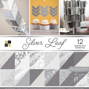 DCWV Double-Sided 12×12″ Cardstock Stack – Silver Leaf