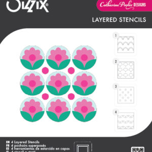 Sizzix Mini Layered Stencils 4PK - Print & Pattern Daisy by Catherine Pooler