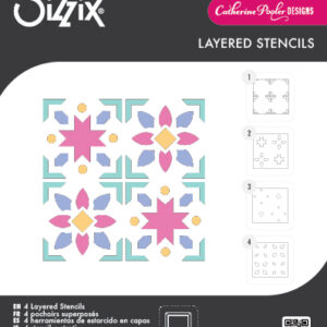 Sizzix Mini Layered Stencils 4PK - Print & Pattern Patchwork Tile by Catherine Pooler