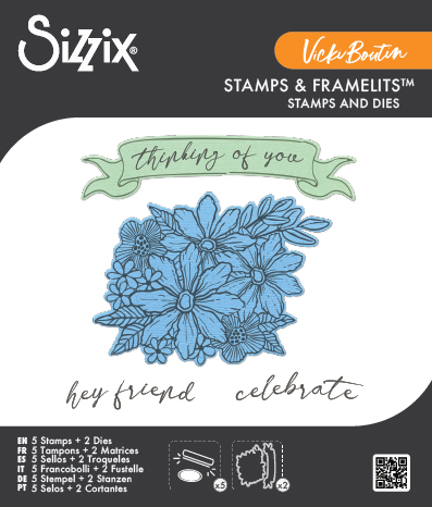 Sizzix Clear Stamps Set 5PK w/2PK - Framelits Floral Bouquet by Vicki Boutin