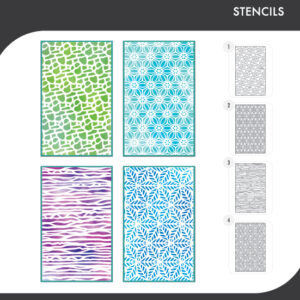 Sizzix A6 Stencil 4PK – Background Textures by Vicki Boutin