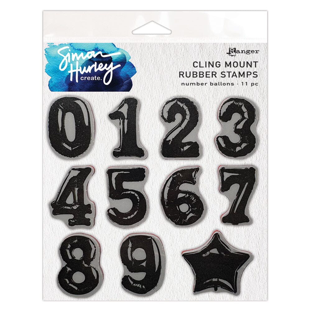 Simon Hurley create. Cling Mount Stamp -- Number Balloons