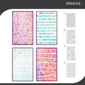 Sizzix A5 Stencil 4PK - Words and Numbers by Vicki Boutin