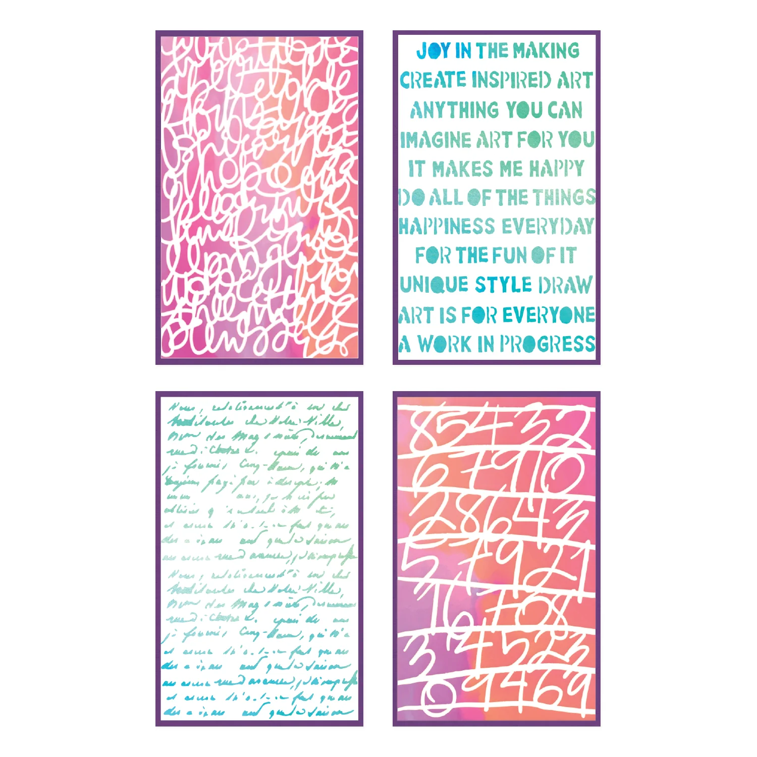 Sizzix A5 Stencil 4PK - Words and Numbers by Vicki Boutin - Image 2