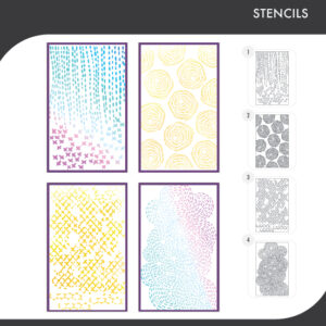 Sizzix A5 Stencil 4PK - Stitched Florals by Vicki Boutin
