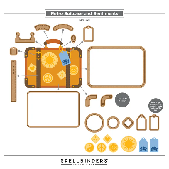 Retro Suitcase and Sentiments Stamp & Die Set - Image 2