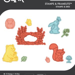 Sizzix Clear Stamps Set 10PK w/10PK Framelits Die Set – Forest Friends